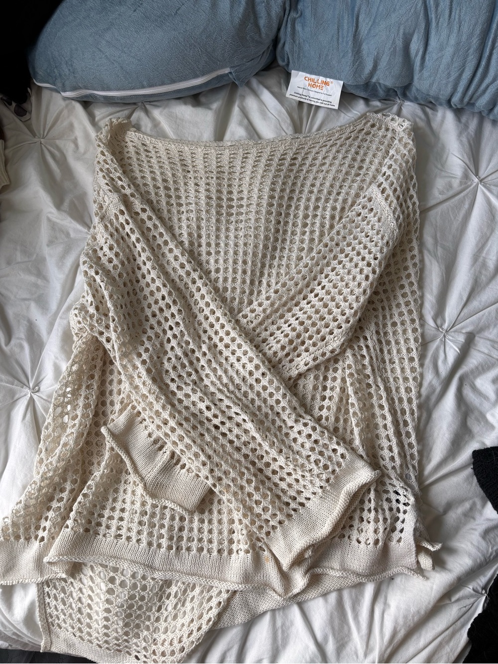 Light Cream Open-Weave Women's Swim Coverup